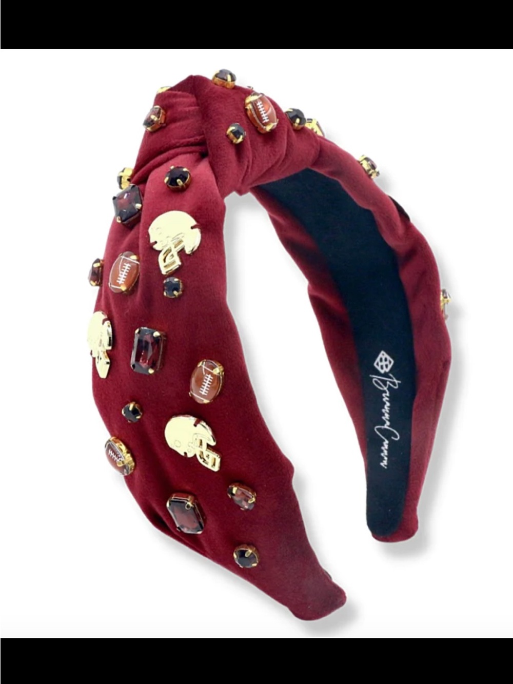 Brianna Cannon Embellished Burgundy Headband with Football and Jewel Accents - Picture 6 of 6